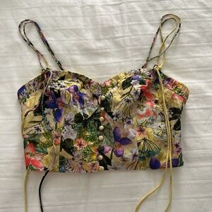 Maeve by Anthropologie crop tropical floral top